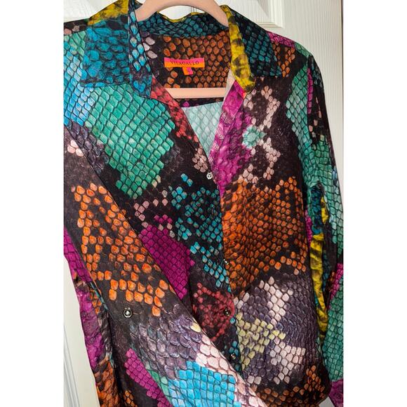VILAGALLO snake print blouse size 38 - Women's Medium - Picture 4 of 7